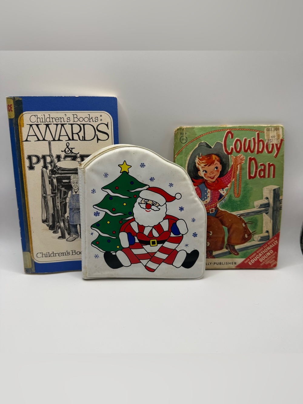 VTG Childrens Book Lot of 3 Cowboy Dan Rand McNally Santa Soft Book Collector